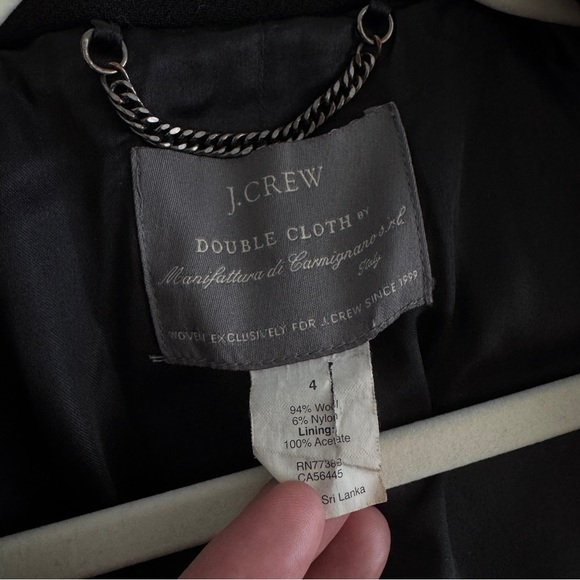 J. Crew Black Wool Trench Coat, Size 4 - Picture 3 of 3